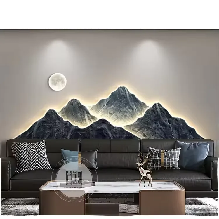 抽象 单幅 装饰画 轻奢风 客厅背景墙挂画 LED带灯画