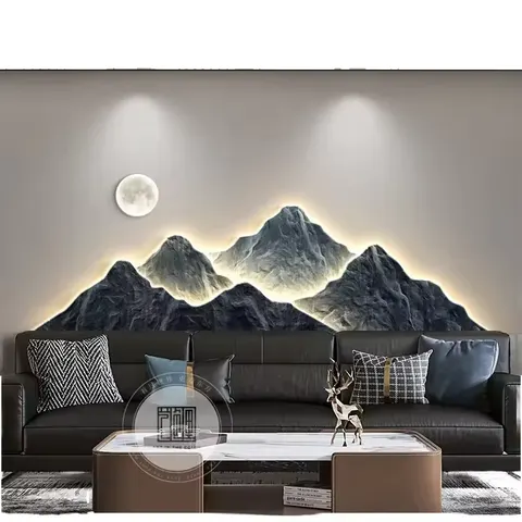 抽象 单幅 装饰画 轻奢风 客厅背景墙挂画 LED带灯画