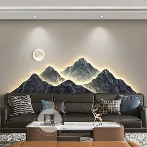抽象 单幅 装饰画 轻奢风 客厅背景墙挂画 LED带灯画