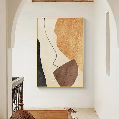抽象 单幅 装饰画 现代简约 卧室背景墙挂画 手绘油画