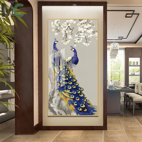 孔雀 单幅 装饰画 现代简约 客厅背景墙挂画 晶瓷画