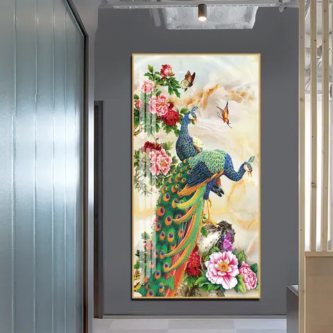 孔雀 单幅 装饰画 现代简约 客厅背景墙挂画 晶瓷画