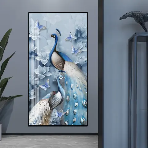 孔雀 单幅 装饰画 现代简约 客厅背景墙挂画 晶瓷画