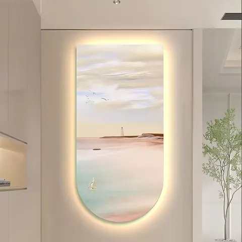 日月星辰 单幅 装饰画 现代简约 客厅背景墙挂画 LED带灯画