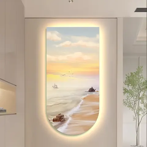 日月星辰 单幅 装饰画 现代简约 客厅背景墙挂画 LED带灯画