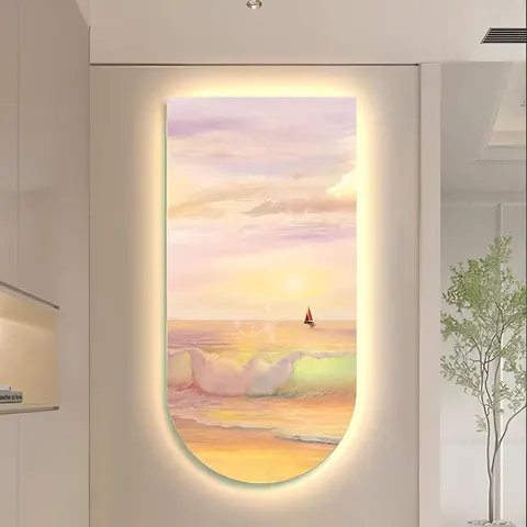 日月星辰 单幅 装饰画 现代简约 客厅背景墙挂画 LED带灯画