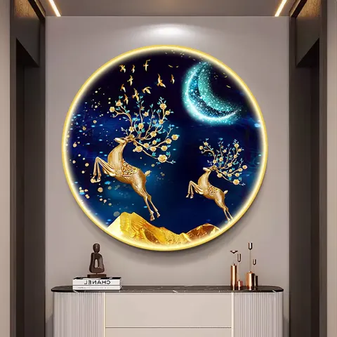 动物 单幅 装饰画 轻奢风 玄关背景墙挂画 LED带灯画