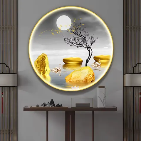 动物 单幅 装饰画 轻奢风 玄关背景墙挂画 LED带灯画