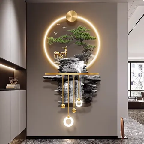 抽象 单幅 装饰画 现代简约 玄关背景墙挂画 LED带灯画