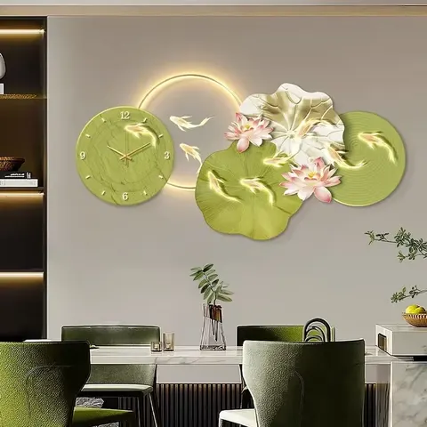 锦鲤 单幅 装饰画 现代简约 客厅背景墙挂画 LED带灯画