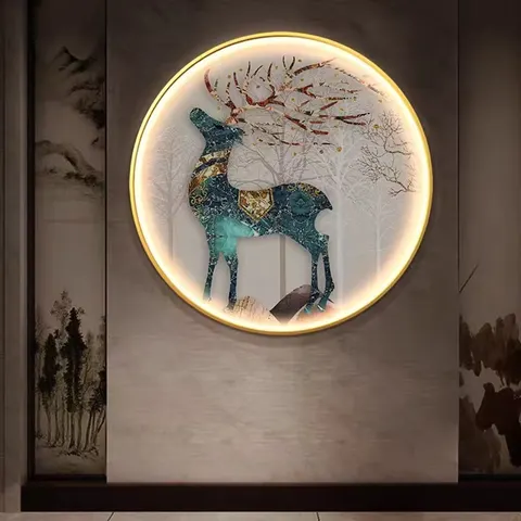 抽象 单幅 装饰画 现代简约 客厅背景墙挂画 LED带灯画