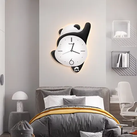 挂钟组合 单幅 装饰画 现代简约 客厅背景墙挂画 LED带灯画