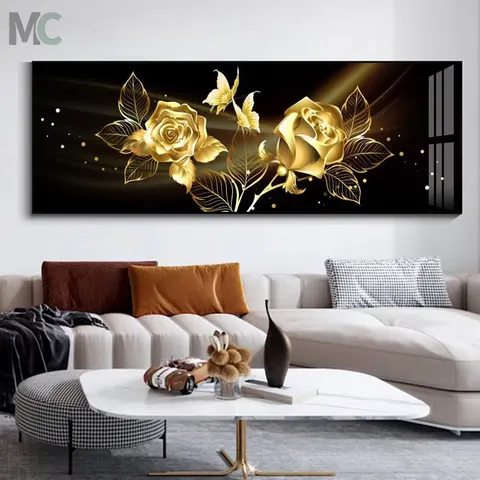 繁花 单幅 装饰画 轻奢风 卧室背景墙挂画 晶瓷画