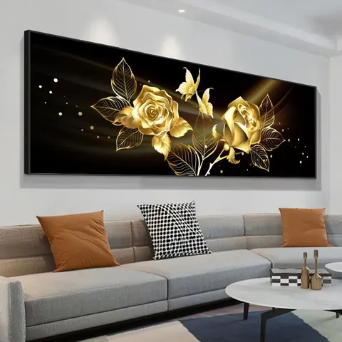 繁花 单幅 装饰画 轻奢风 卧室背景墙挂画 晶瓷画