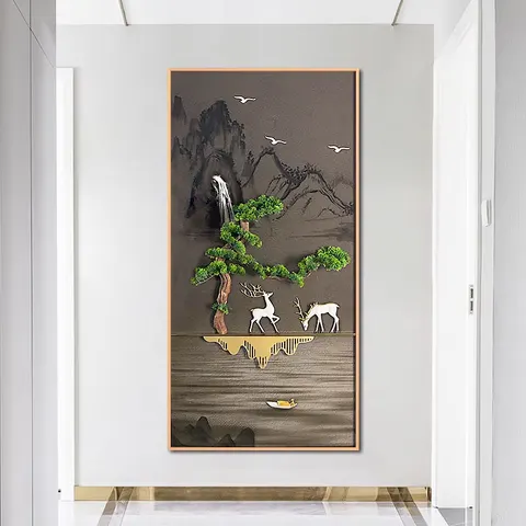 抽象 单幅 装饰画 现代简约 玄关背景墙挂画 晶瓷画