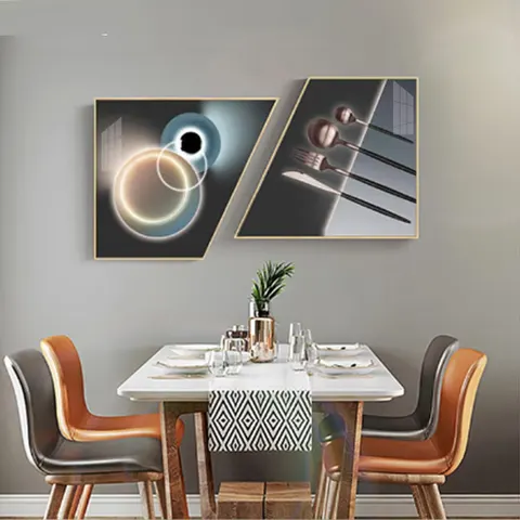 抽象 单幅 装饰画 现代简约 餐厅背景墙挂画 晶瓷画