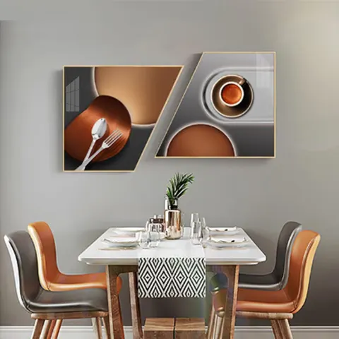 抽象 单幅 装饰画 现代简约 餐厅背景墙挂画 晶瓷画