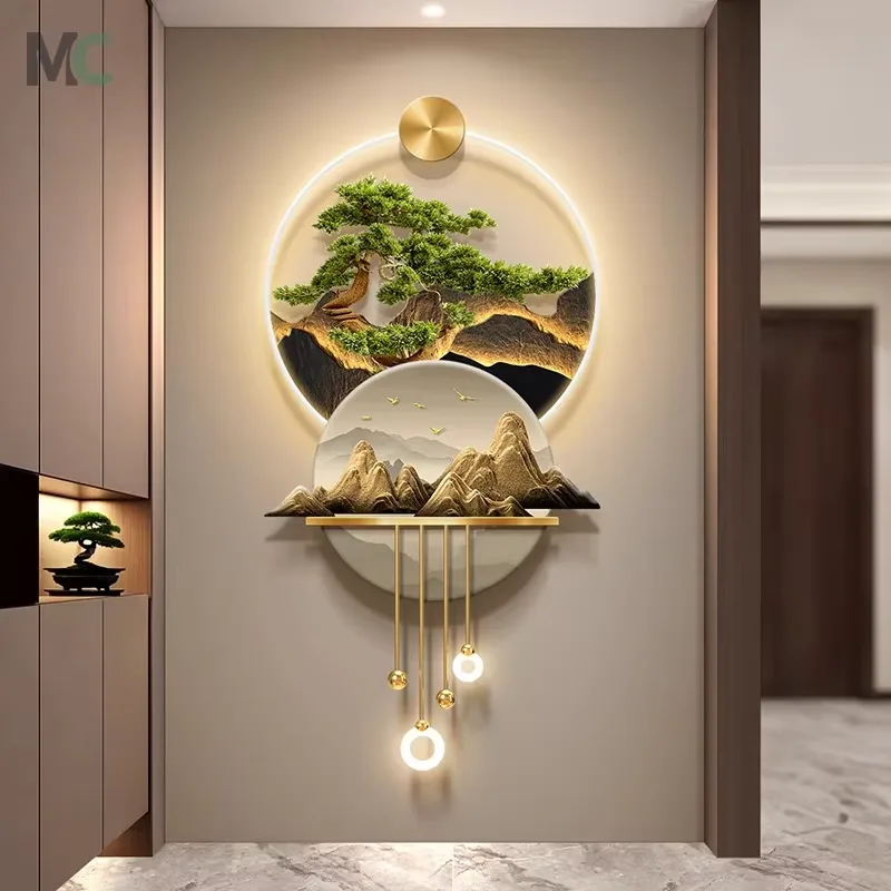 锦鲤 单幅 装饰画 现代简约 玄关背景墙挂画 LED带灯画