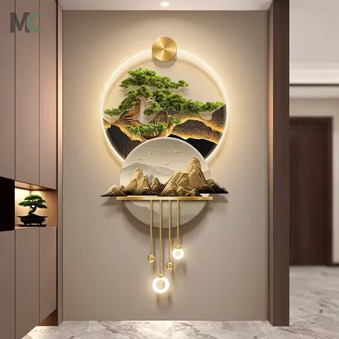 锦鲤 单幅 装饰画 现代简约 玄关背景墙挂画 LED带灯画