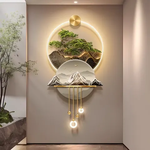 锦鲤 单幅 装饰画 现代简约 玄关背景墙挂画 LED带灯画
