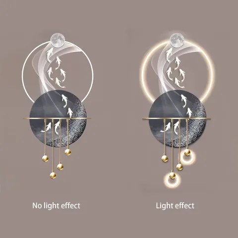 锦鲤 单幅 装饰画 现代简约 玄关背景墙挂画 LED带灯画