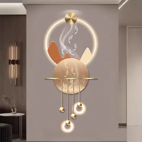 锦鲤 单幅 装饰画 现代简约 玄关背景墙挂画 LED带灯画