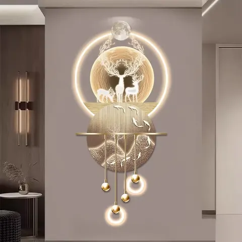 锦鲤 单幅 装饰画 现代简约 玄关背景墙挂画 LED带灯画