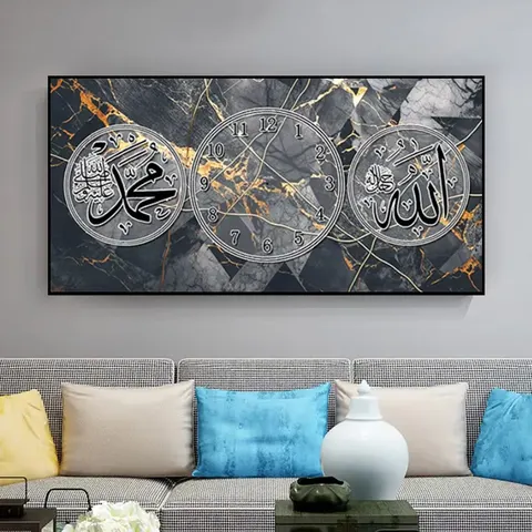 挂钟组合 单幅 装饰画 现代简约 客厅背景墙挂画 挂钟