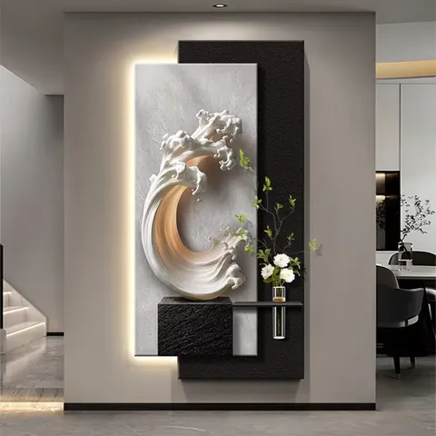 植物 单幅 装饰画 现代简约 客厅背景墙挂画 LED带灯画