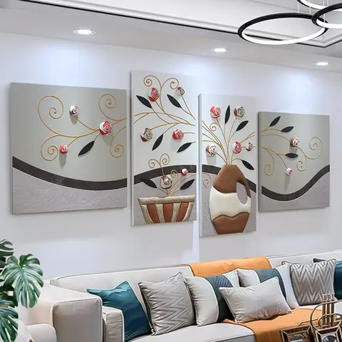 抽象 单幅 装饰画 轻奢风 客厅背景墙挂画 手工皮雕