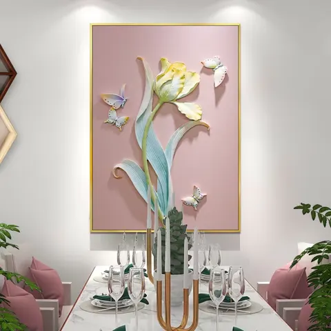 繁花 单幅 装饰画 现代简约 客厅背景墙挂画 砂岩浮雕