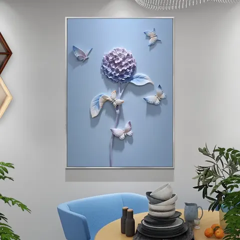 繁花 单幅 装饰画 现代简约 客厅背景墙挂画 砂岩浮雕