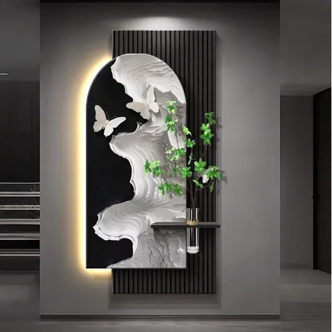 植物 单幅 装饰画 现代简约 玄关背景墙挂画 LED带灯画