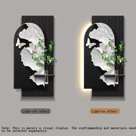 植物 单幅 装饰画 现代简约 玄关背景墙挂画 LED带灯画