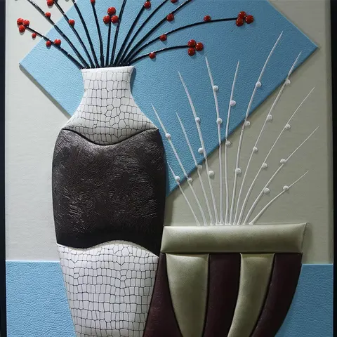 抽象 单幅 装饰画 轻奢风 客厅背景墙挂画 手工皮雕