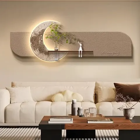 日月星辰 单幅 装饰画 现代简约 玄关背景墙挂画 LED带灯画