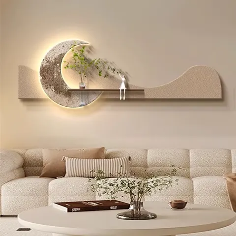 日月星辰 单幅 装饰画 现代简约 玄关背景墙挂画 LED带灯画