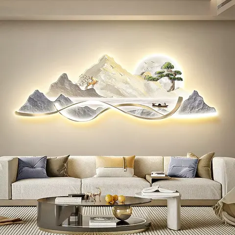抽象 单幅 装饰画 现代简约 客厅背景墙挂画 LED带灯画