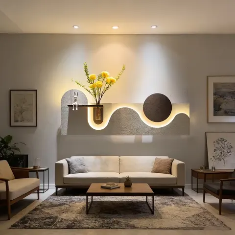 植物 单幅 装饰画 现代简约 客厅背景墙挂画 LED带灯画