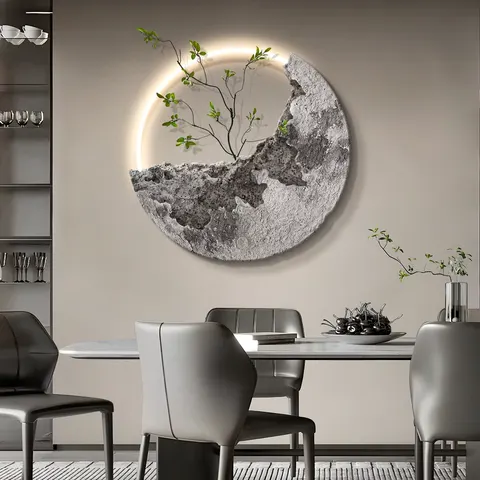 抽象 单幅 装饰画 现代简约 餐厅背景墙挂画 LED带灯画