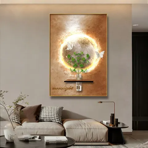 植物 单幅 装饰画 现代简约 客厅背景墙挂画 砂岩浮雕