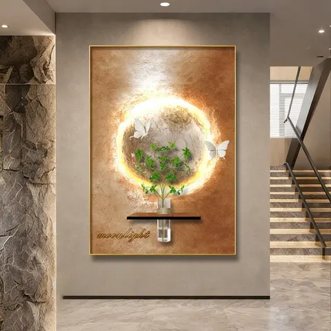 植物 单幅 装饰画 现代简约 客厅背景墙挂画 砂岩浮雕