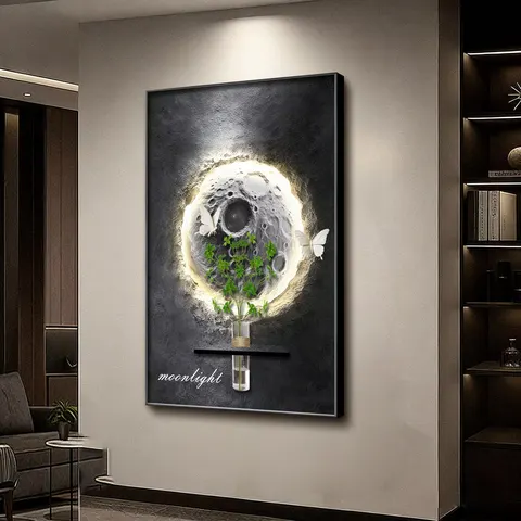 植物 单幅 装饰画 现代简约 客厅背景墙挂画 砂岩浮雕
