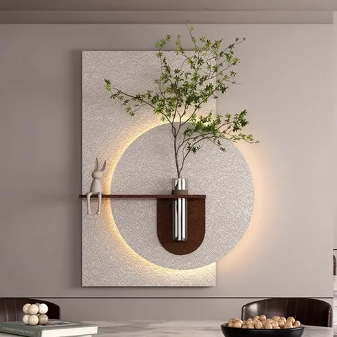 植物 单幅 装饰画 现代简约 餐厅背景墙挂画 LED带灯画