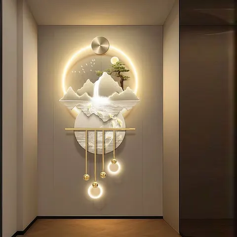 抽象 单幅 装饰画 现代简约 玄关背景墙挂画 LED带灯画