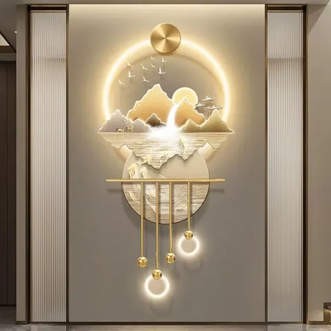 抽象 单幅 装饰画 现代简约 玄关背景墙挂画 LED带灯画