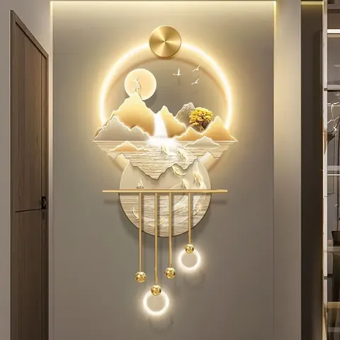 抽象 单幅 装饰画 现代简约 玄关背景墙挂画 LED带灯画