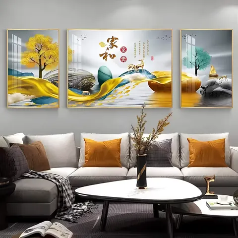 抽象 单幅 装饰画 现代简约 客厅背景墙挂画 晶瓷画