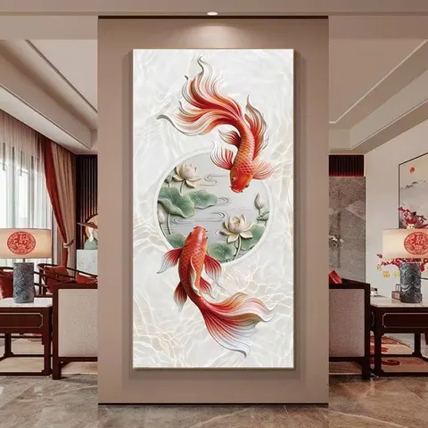 锦鲤 单幅 装饰画 现代简约 玄关背景墙挂画