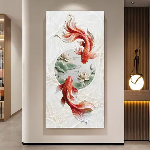锦鲤 单幅 装饰画 现代简约 玄关背景墙挂画
